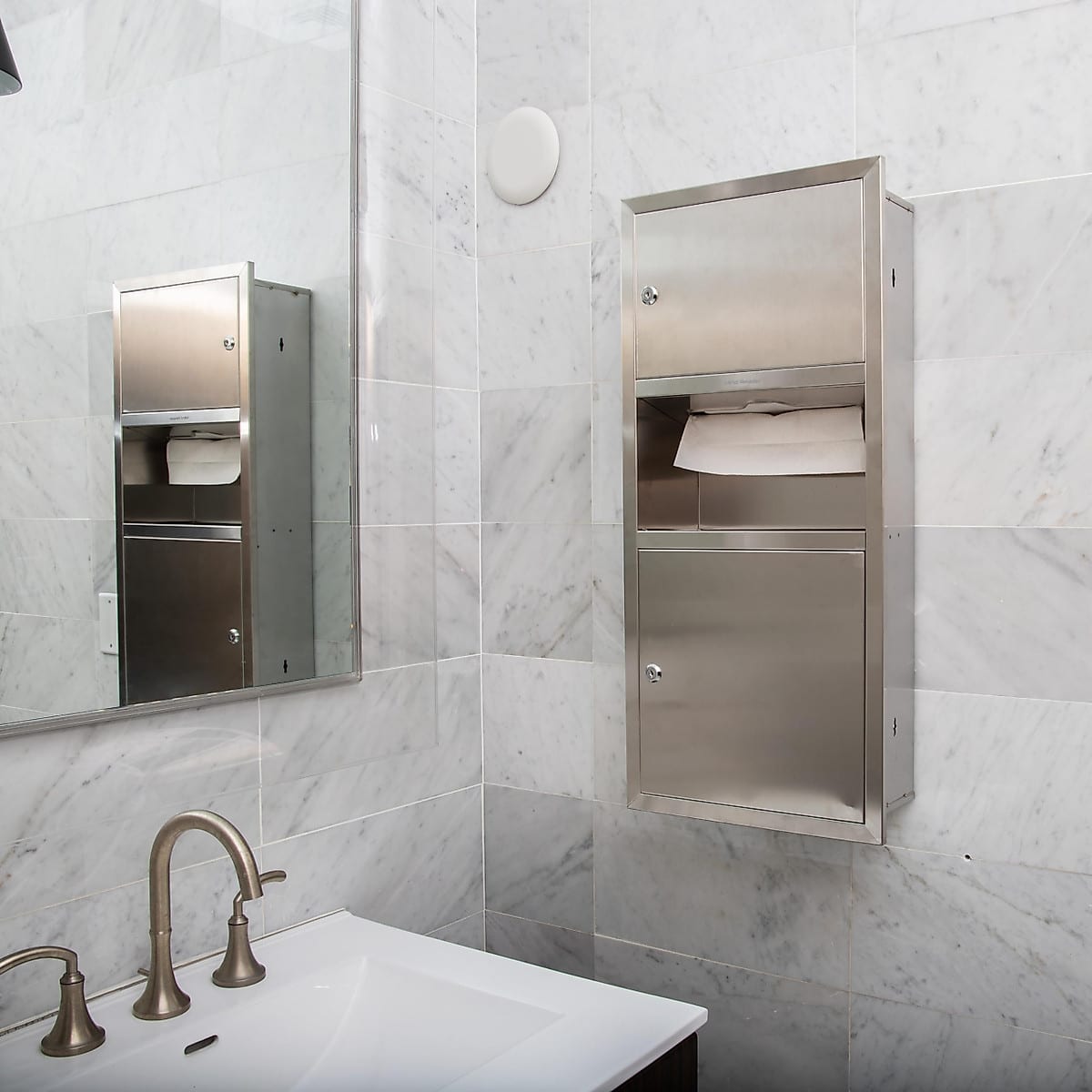 Mind Reader Wall-Mount Stainless Steel Paper Towel Dispenser & Trash Can Unit