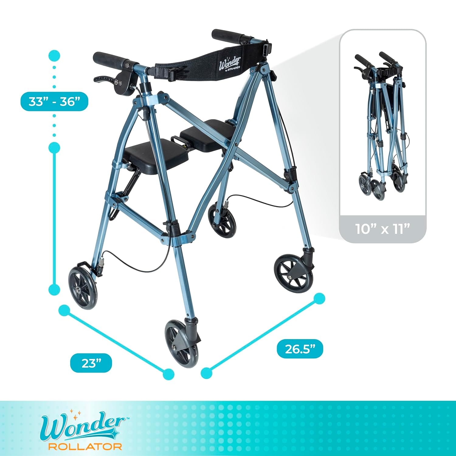 Stander Wonder Rollator Folding Walker