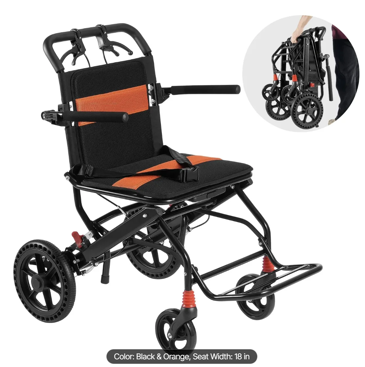 Ultra Lightweight Folding Transport Wheelchair (18 in)