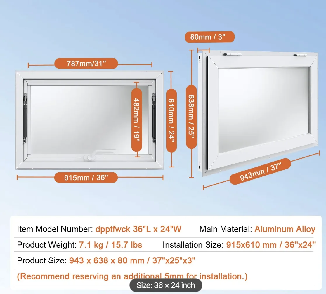 VEVOR 36" x 24" Concession Serving Window