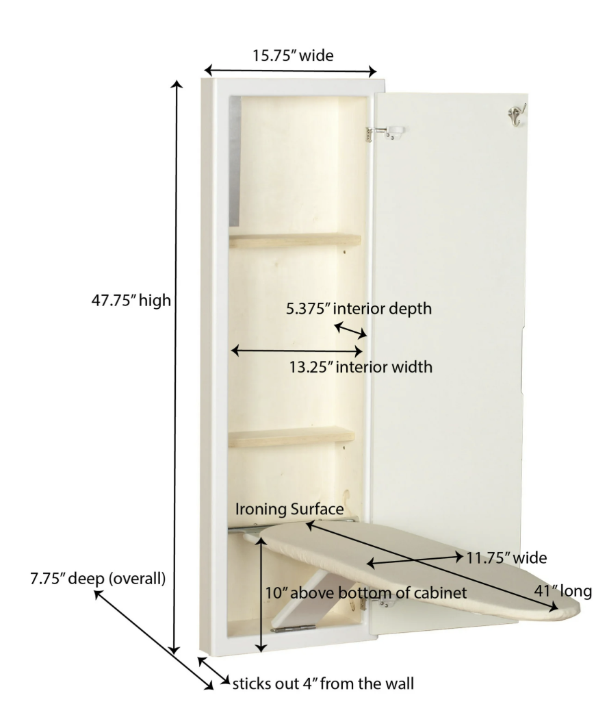 Wall-mounted ironing board cabinet