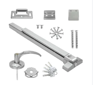 Silver Commercial Panic Exit Push Bar Kit with Exterior Lever