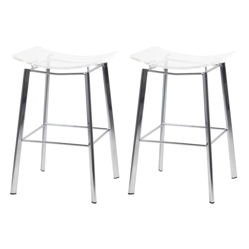 Clear acrylic saddle seat counter stool with chrome frame