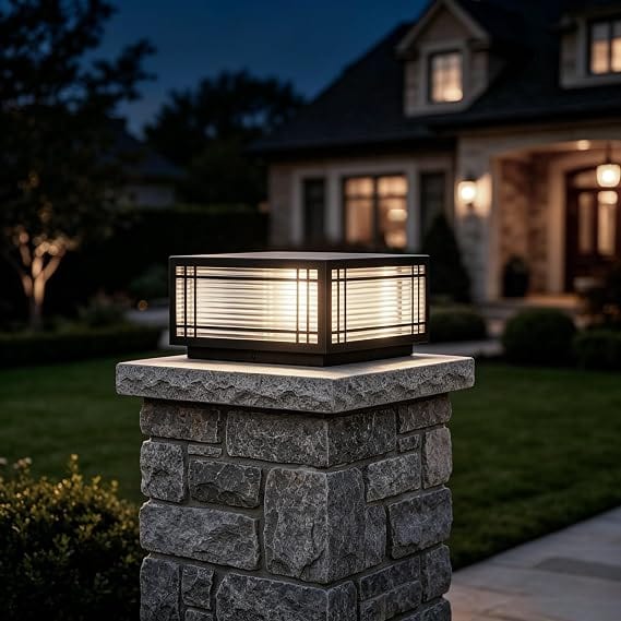 SLAWA Outdoor Post Caps Lights Modern Square Fence Pillar Lamp